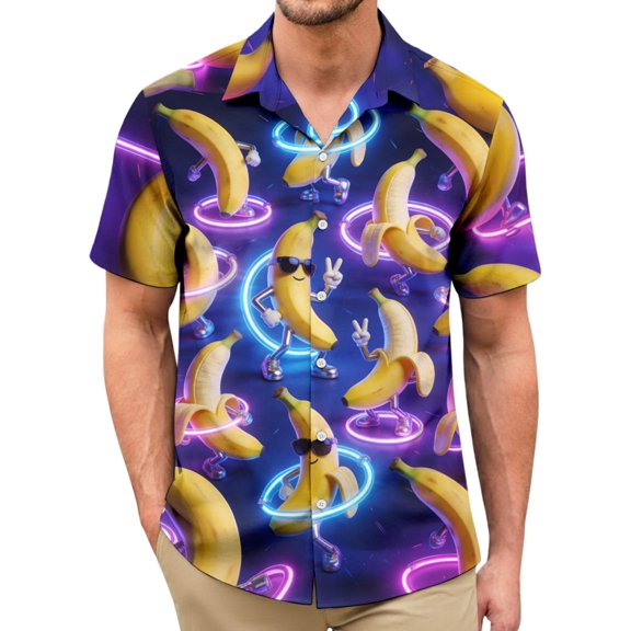 Yopmin Men Hawaiian Shirt Funny Banana Short Sleeve Button Down Tropical Shirts Trendy Clothes for Travel