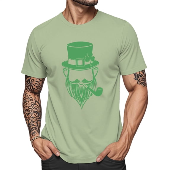 Yopmin Men's St Patrick's Day T-Shirt Clover Leprechaun Casual Crewneck Graphic Tees Summer Clothes for Leisure