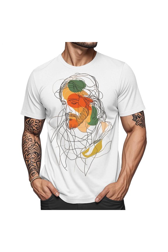 Mens Christian T Shirts Jesus Crewneck Fashion Summer T Shirts Casual Basic Tops for Travel Dating Commuting