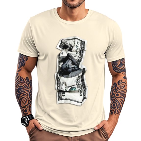 Yopmin Money T Shirts for Men Crewneck Oversized US Dollar Money T-Shirt Cotton Tops Short Sleeve for Party Daily Wear