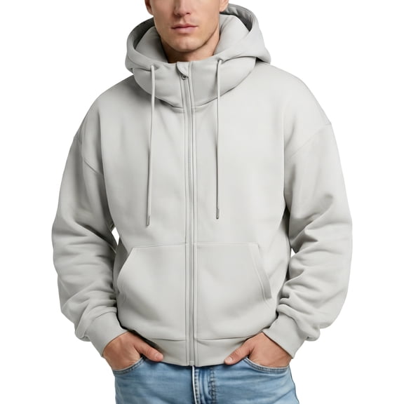 Yopmin Travel Hoodie Built-In Blow up Neck Pillow Solid Color Zip Up Hoodie Men Women Fashion Coat for Long Flights intensely