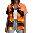 thumbnail image 1 of Yopmin Women's Hawaiian Shirts Palm Tree Lapel Button Down Short Sleeve Beach Shirts Summer Basic Tops for Travel, 1 of 6