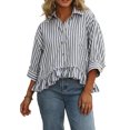 thumbnail image 1 of Yopmin Womens Striped Shirt Striped Dressy Ruffled Blouses Vertical T-Shirt Summer Tops for Vacation Party, 1 of 7