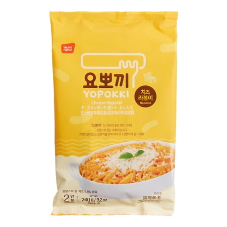 Yopokki Cheese Rabokki Instant Rice Cakes and Noodles Bag 9.2 oz Pack of 4
