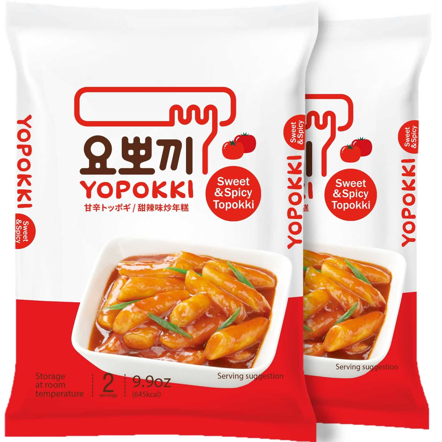Yopokki Instant Tteokbokki Pack KF05&nbsp;(Sweet Mild Spicy, Pack of 2) Korean Street food with sweet and moderately spicy sauce Topokki Rice Cake - Quick & Easy to Prepare