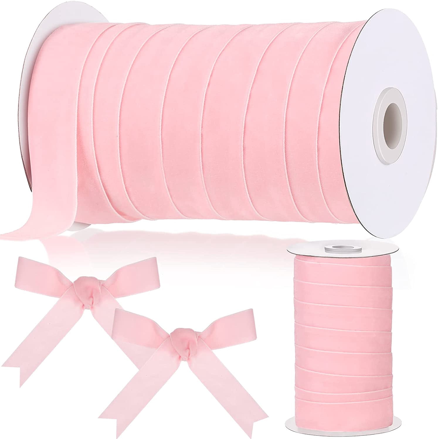 Yoqb 1 Inch, 30 Yard Christmas Pink Velvet Ribbon Wide Vintage Velvet ...