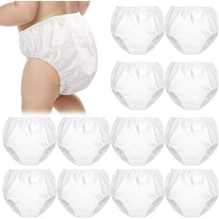 Yoqb 12 Packs Waterproof Plastic Pants for Toddlers Reusable Diaper Covers Unisex Baby Potty Training Underwear CoversA108