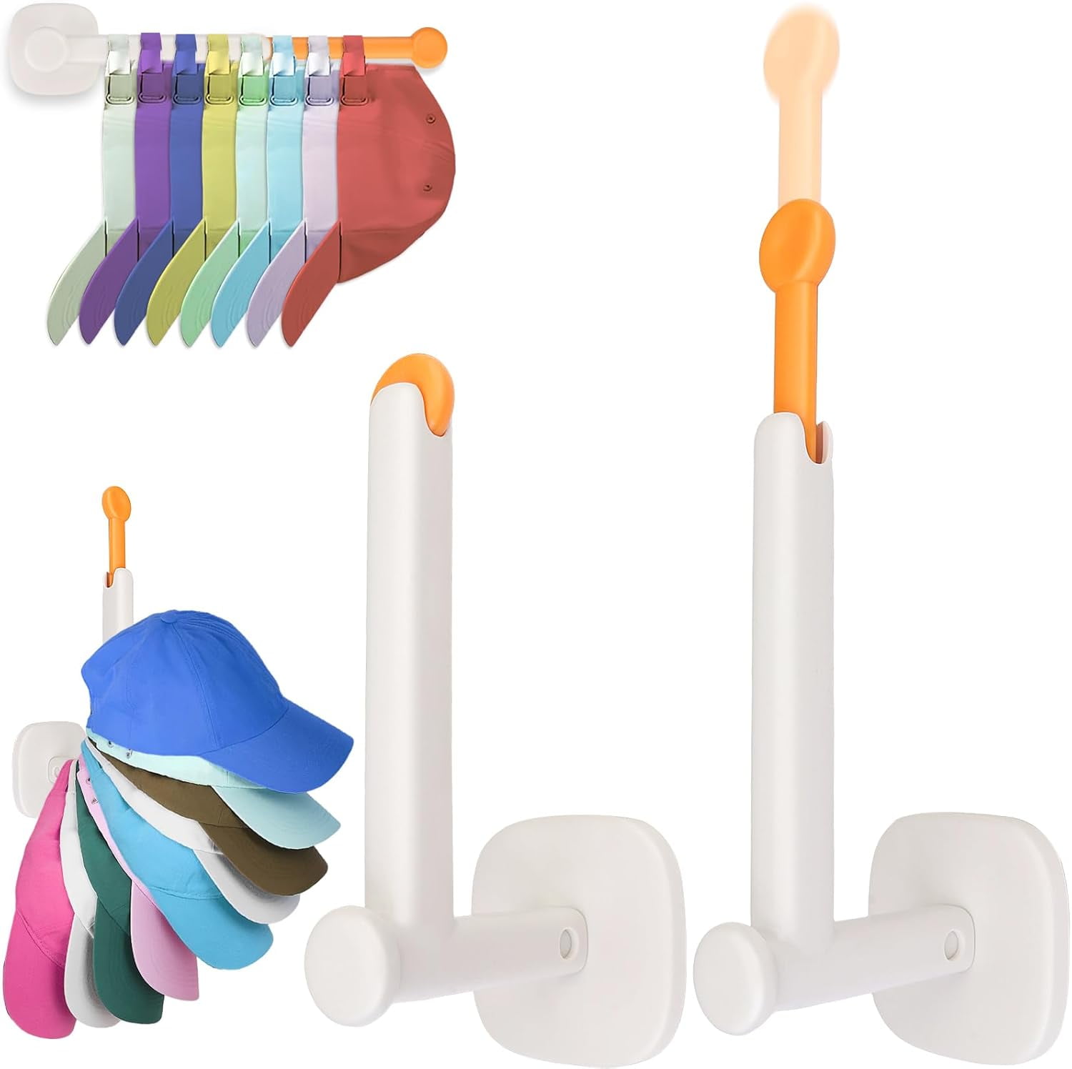 Yoqb 2 Pack Retractable Hat Racks, Hat Organizer for Baseball Caps, Hat ...