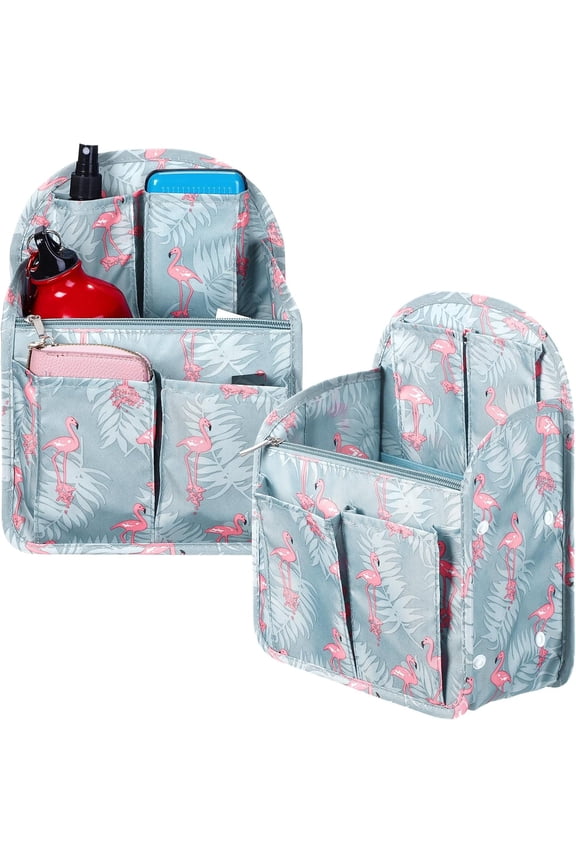 Yoqb 2 Pcs Mini Backpack Organizer Insert Flamingo 7.87"l x 4.72"w x 11.02"h,waterproof Nylon,light and Durable,shoulder Bag Divider,fits Small Backpacks A1015