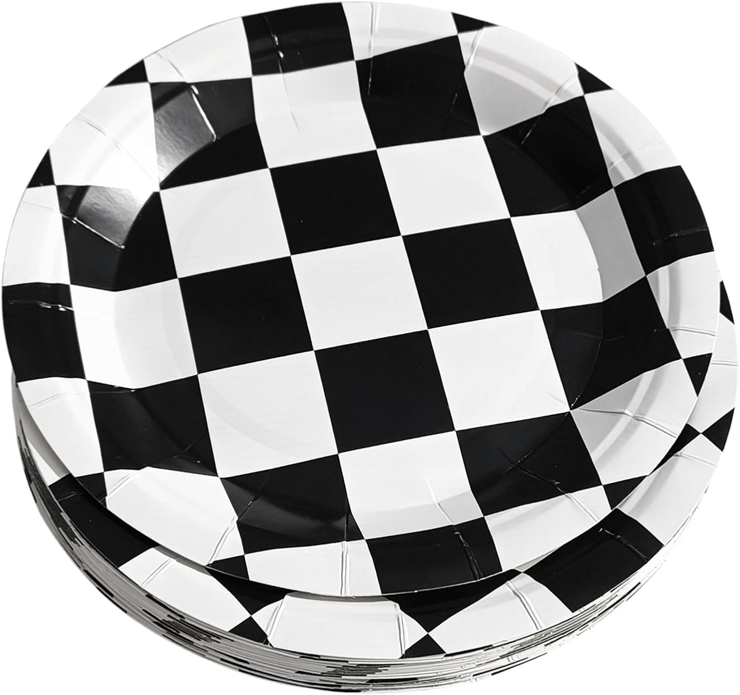 Creative Converting Checkered Flag Decor - Black & White Wavy Plastic Racing Flag For Parties