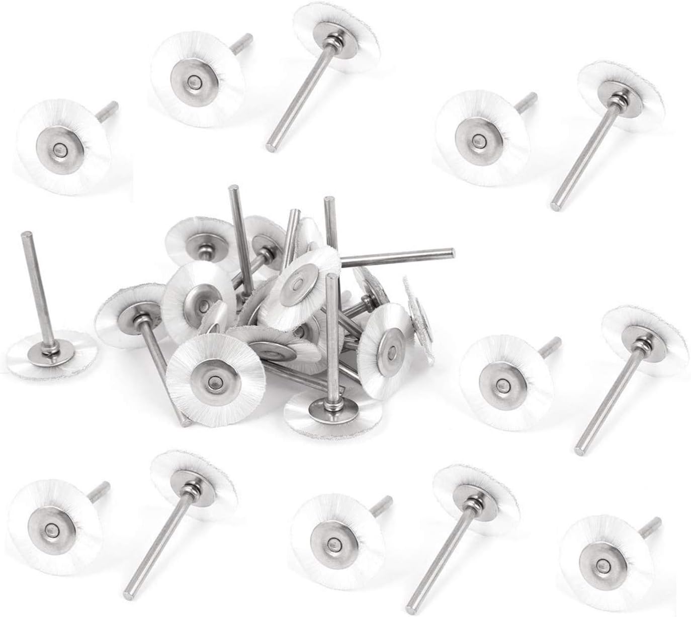 Uxcell 20-Pack 25mm Nylon Rotary Polishing Wheels – 3mm Mandrel, White Buffing Brushes For Jewelry & Metalwork