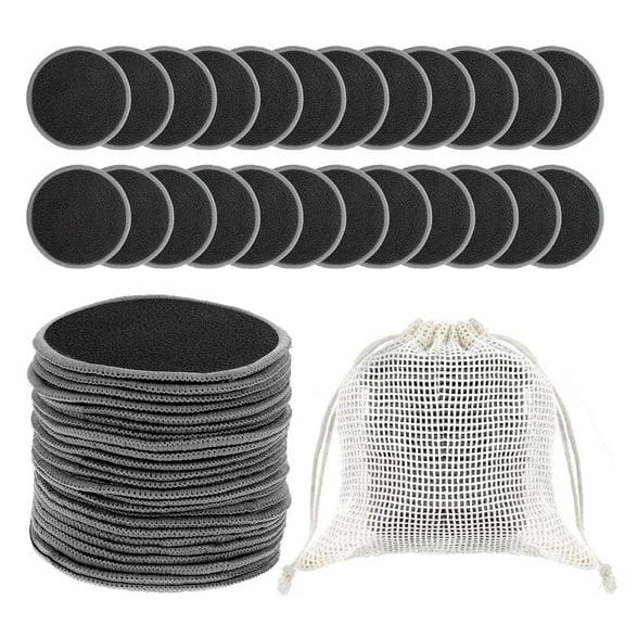 Yoqb 24Pcs Reusable Makeup Remover Pads for Face, Soft Microfiber Makeup Remover Cloths with Mesh Bag Washable Rounds Toner Pads A109