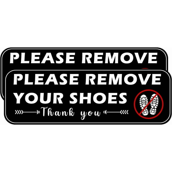 Yoqb 2Pcs Shoes Off Sign Sticker No Shoes Sign for House, Please Remove Your Shoes Sign Sticker, No Shoes Sign Take Your Shoes Off Sign Sticker for Front Door of Cafes,House,Office & A1015