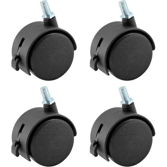 Yoqb 4 Pcs 2" Nylon Plastic Swivel Stem Caster Wheel with Locking Brakes, Replacement Caster Swivel Furniture Wheels Floor Protecting Office Chair Swivel Caster, BlackA108