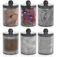 thumbnail image 1 of Yoqb 6 Pack 10oz Qtip Holder Dispenser Plastic Restroom Bathroom Canister Storage Organization Black Apothecary Jars with Lids for Cotton Ball, Cotton Swab, Floss A109, 1 of 7