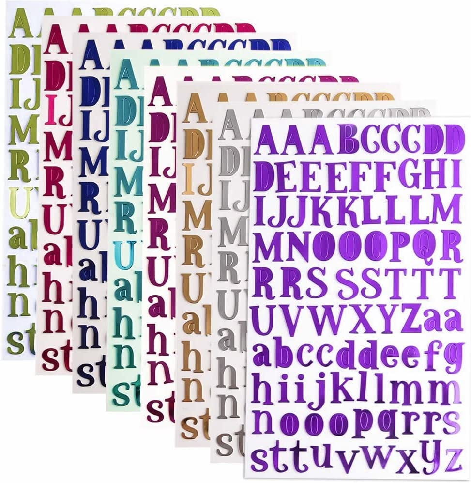 1017 Sticker Yoqb 8 Sheets Letter Stickers Alphabet Sticker Self Adhesive Letters ...