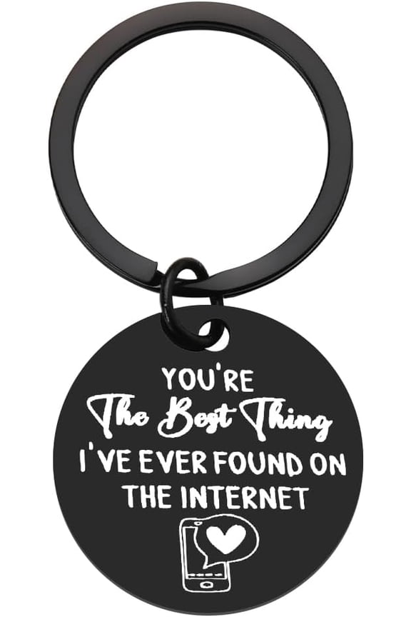 Yoqb Funny Couples Gifts for Him Her Valentines Day Gifts for Boyfriend Girlfriend Anniversary Birthday Gifts for Husband Wife You Are The Best Thing I Found Internet Keychain EngravedA108