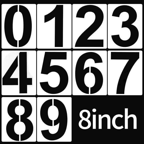 Yoqb Inch Large Number Stencils Set, Plastic 0-9 Address Number Painting Stencils Templates Reusable Digital Templates for Cake Stencil Mailbox Signs Parking Lot House NumbersA108