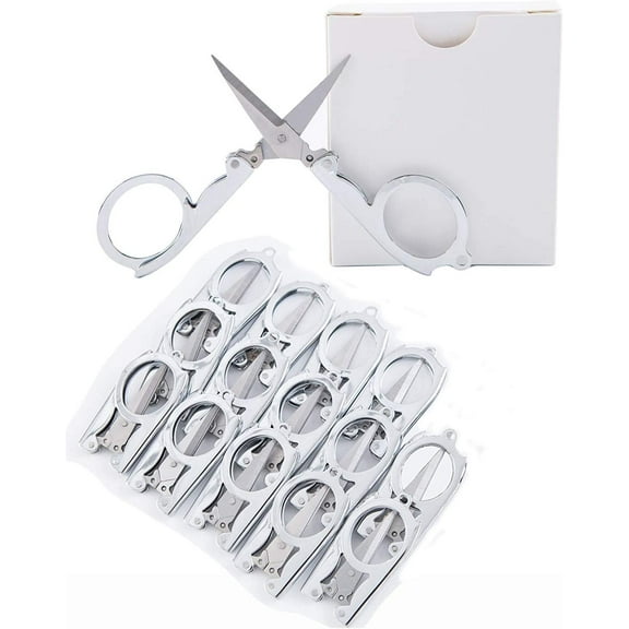 Yoqb Stainless Steel Folding Portable Travel Scissors Small Pocket Foldable Paper String Craft Shred Scissors, 15 PackA108