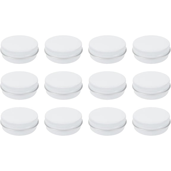 Yoqb Tin Metal Round Aluminum Can,White,1oz/30MLSet of 12 A110