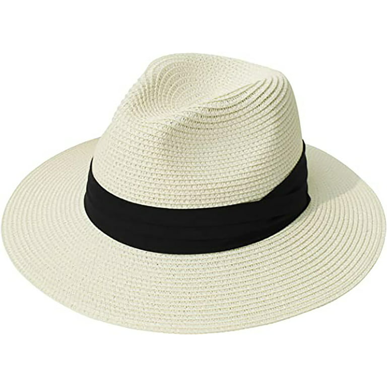 Yorcoten Summer Beach Straw Hat for Women Men Travel Essentials , Girls  Wide Brim fashionable Fedora Sun Hats for UV Protection Packable Roll up