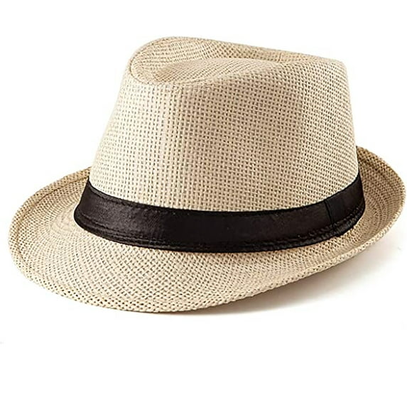 Yorcoten Summer Straw Beach Fedora Hat for Women Men Sun Panama Short Brim Hat Fashionable Trilby Hat Travel Essentials , Fishing Hat Vacation Gift Cruise Accessories