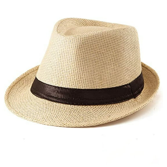 Yorcoten Summer Straw Beach Fedora Hat for Women Men Sun Panama Short Brim Hat Fashionable Trilby Hat Travel Essentials , Fishing Hat Vacation Gift Cruise Accessories