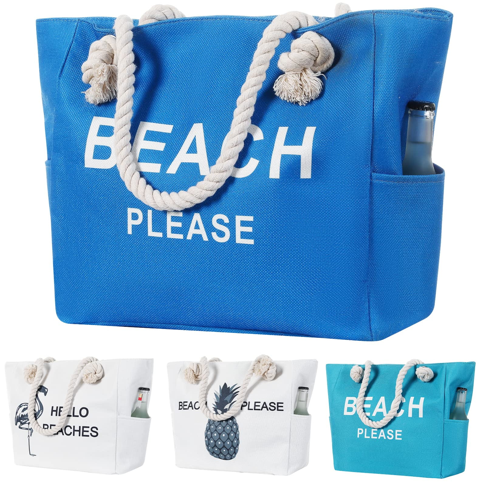 Yorcoten Women Large Canvas Beach Tote Bag with Inner Pockets