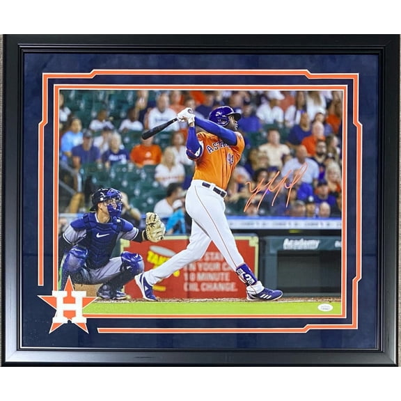 Yordan Alvarez Signed Autographed Framed 16x20 Photo JSA Authentication 5 Astros