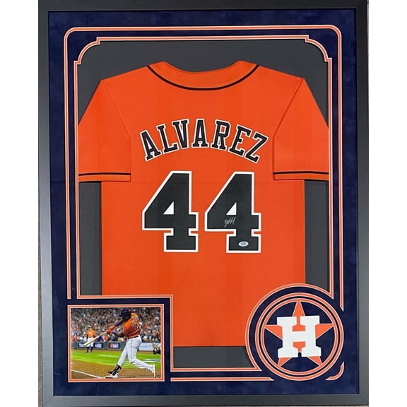 Yordan Alvarez Signed Autographed Framed Orange Jersey PSA Authenticated