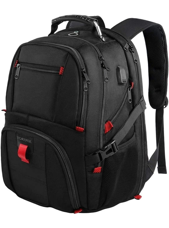 Yorepek Extra Large Travel Backpack, 17 in Laptop Backpacks with USB Port for Adults Men Women, TSA Friendly 30L