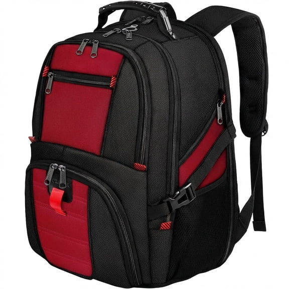Yorepek Extra Large Travel Backpack for Men Women, 30L Airline Approved Business Laptop Computer School Bag with USB Port and Luggage Strap, Bright Red