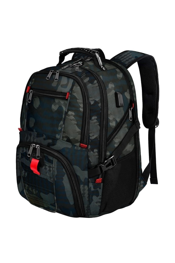 Extra Large Travel Backpack for Men Women, 30L Airline Approved Business Laptop Computer School Bag with USB Port and Luggage Strap, Camouflage