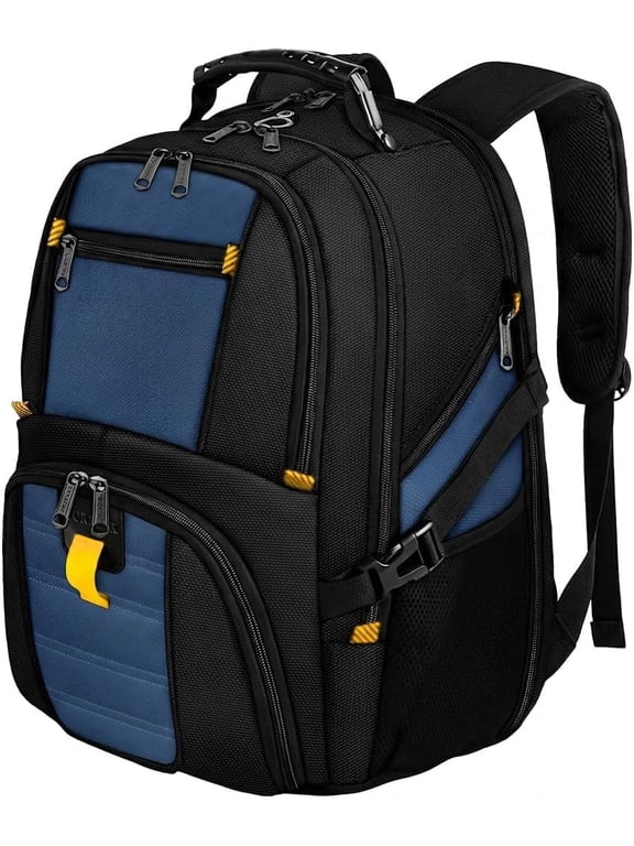 Extra Large Travel Backpack for Men Women, 30L Airline Approved Business Laptop Computer School Bag with USB Port and Luggage Strap, Roy Blue