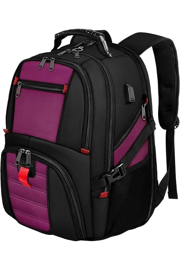 Extra Large Travel Backpack for Men Women, Airline Approved Business Laptop Computer School Bag with USB Port and Luggage Strap, 30L