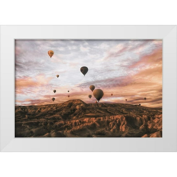 Yorgancilar, Ayse 18x13 White Modern Wood Framed Museum Art Print Titled - Cappodocia Hot Air Balloon