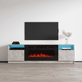 thumbnail image 1 of York 02 Fireplace TV Stand for TVs up to 90", Modern High Gloss 79" Entertainment Center, Electric Fireplace TV Media Console with Storage Cabinets and LED Lights, 1 of 6