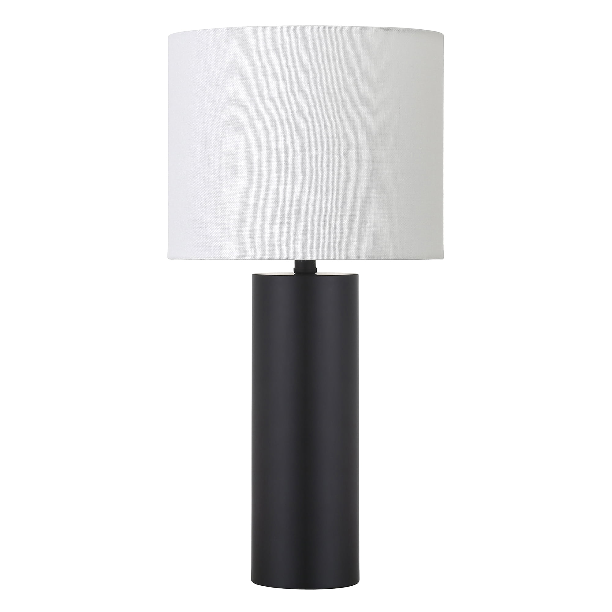 York 16" Tall Table Lamp with Fabric Shade in Blackened Bronze/White
