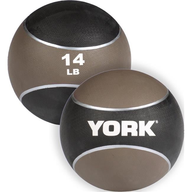 York Barbell 65114 14 lbs 2 Tone Medicine Rubber Ball, Brown