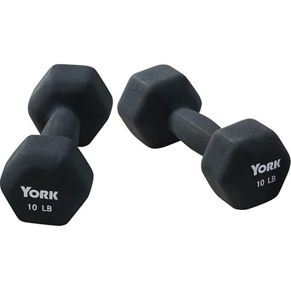 York Barbell 15602 Neoprene Hexagon Fitbell with Cast Ergo Handle, Black - 2 lbs
