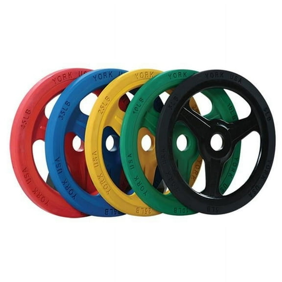 York Barbell 29058 Bumper Grip Cast Aluminum Milled Training Plate- Blue - 35 lbs