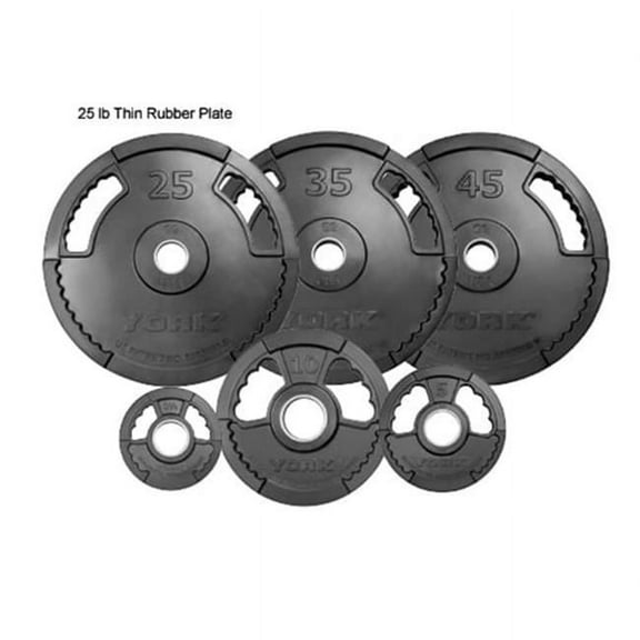 York Barbell 29080 G2 Dual Grip Thin Line Rubber Encased Olympic Plate - 10 lbs