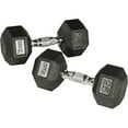 thumbnail image 1 of York Barbell 34065 Rubber Hex Dumbbell with Chrome Ergo Handle - 50 lbs, 1 of 1
