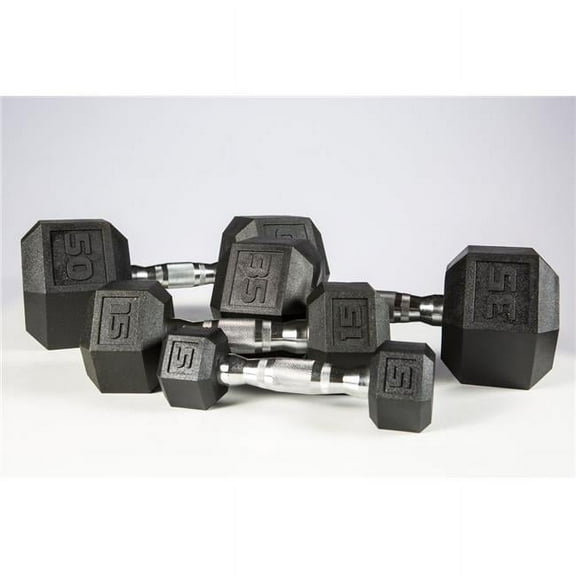 York Barbell 37030 5-50 lbs York Premium Pvc Hex Dumbbell with Chrome Ergo Handle Set