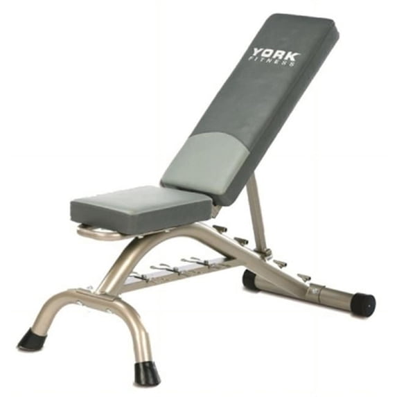 York Barbell 45071 Multi Position Fitness Bench with Fitbell Storage - Silver Frame