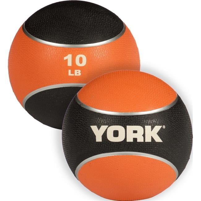 York Barbell 65110 10 lbs 2 Tone Medicine Rubber Ball, Orange