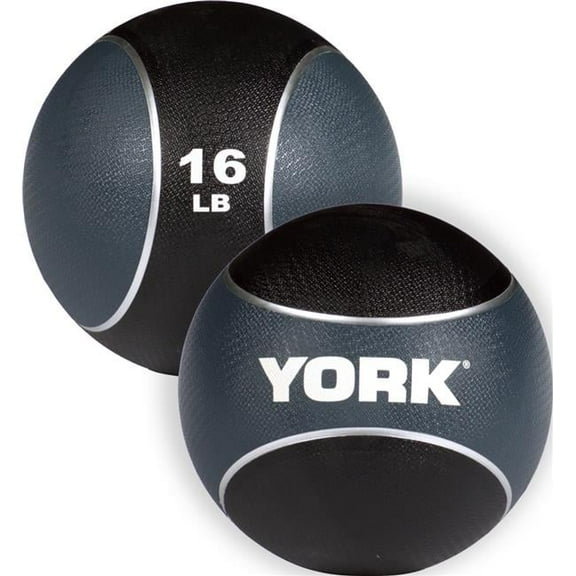 York Barbell 65116 16 lbs 2 Tone Medicine Rubber Ball, Navy Blue
