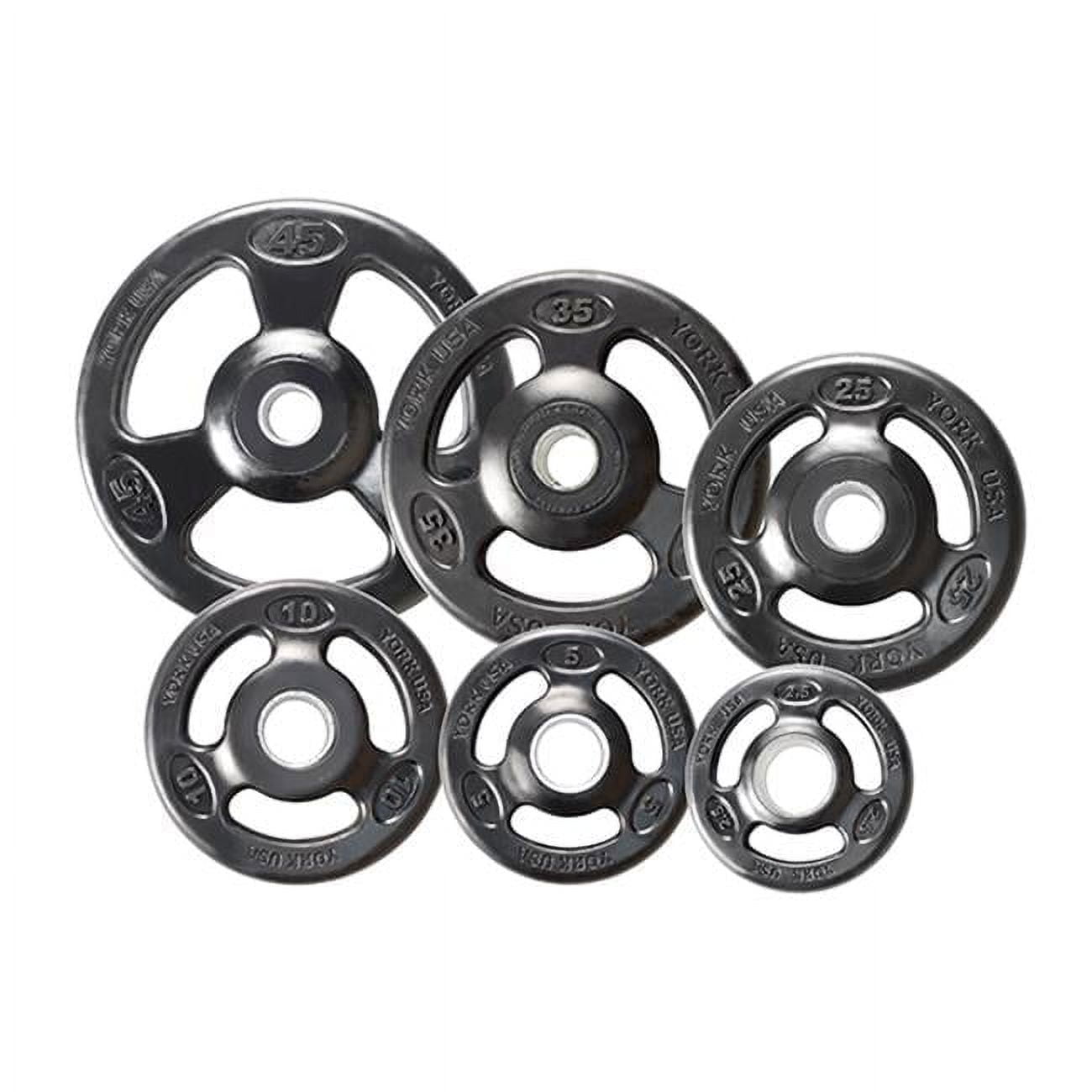 York Barbell  Grip Steel Composite Olympic Iron Plate, Black - 35 lbs