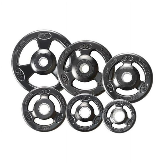 York Barbell Grip Steel Composite Olympic Iron Plate, Black - 35 lbs