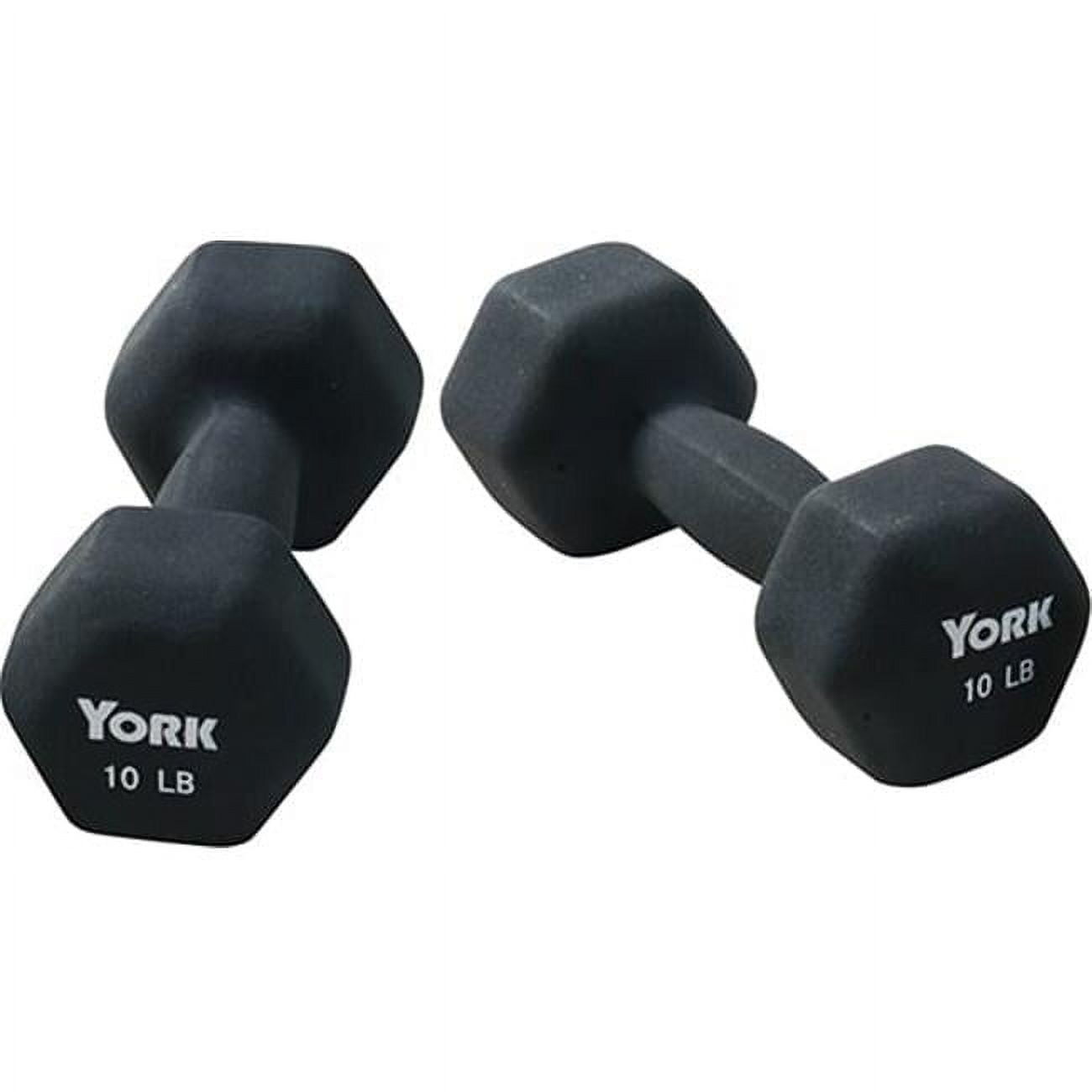 York Barbell Neoprene Hexagon Fitbell with Cast Ergo Handle, Black - 10 lbs